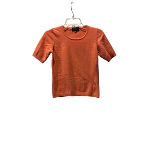 Luisa Spagnoli Pullover Short Sleeve Sweater Orange Cashmere Size Small Career